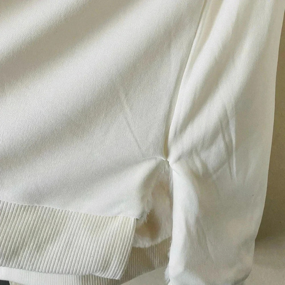 ALISON ANDREWS* Women's Crew Neck Faux Fur High-low Cream Lined Sweatshirt Sz XL - Picture 6 of 9